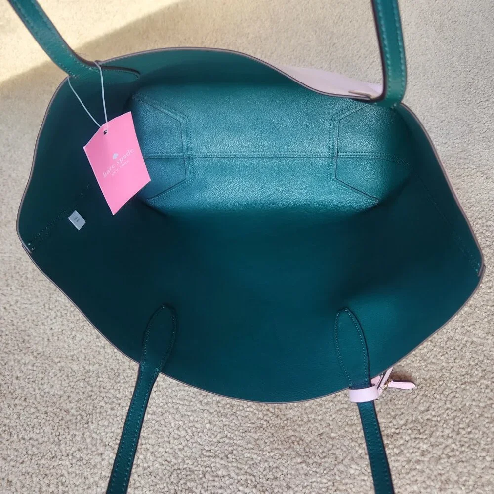 NWT Kate Spade Pineapple Colada Reversible Leather Tote With Matching Wristlet - Picture 10 of 15